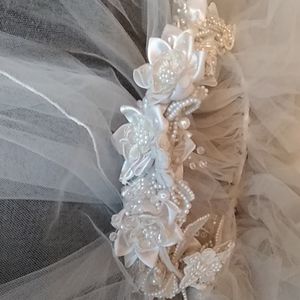 Wedding gown and veil